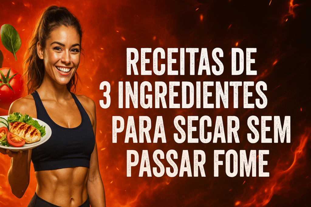 foto com os dizeres Receitas de 3 ingredientes para secar sem passar fome