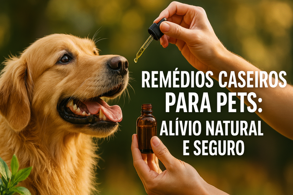 foto de um cão com dizeres Remédios caseiros para Pets