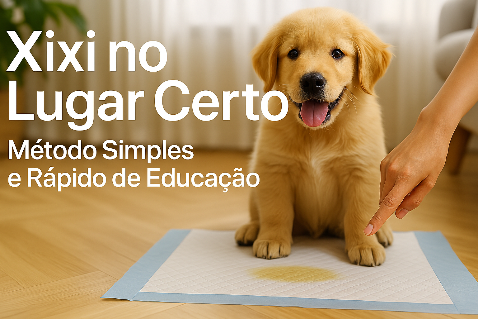 foto de um cão com dizeres Xixi no lugar certo